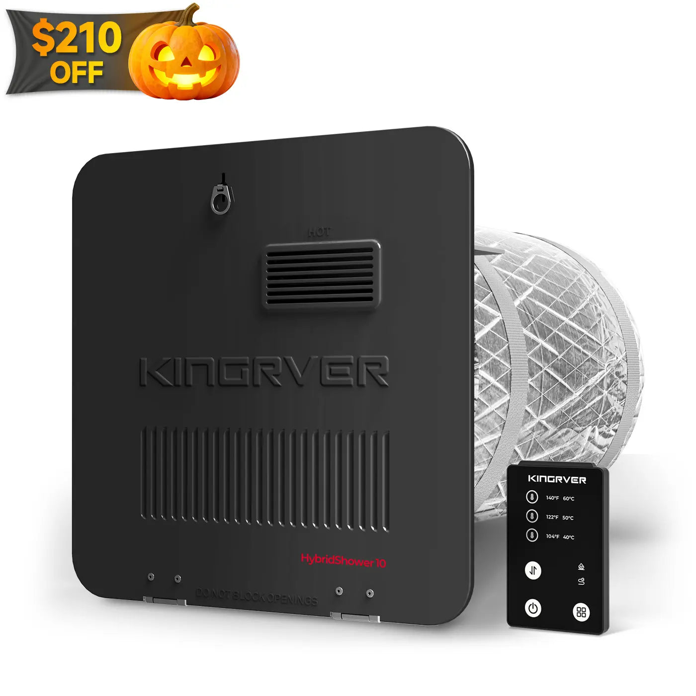 KINGRVER 10 Gallon RV Water Heater | HyBridShower 10 | 1440 W Electric Dual Fuel | 12000 BTU Propane Hot Water Heater | Bulit-in Magnesium Anode Rod
