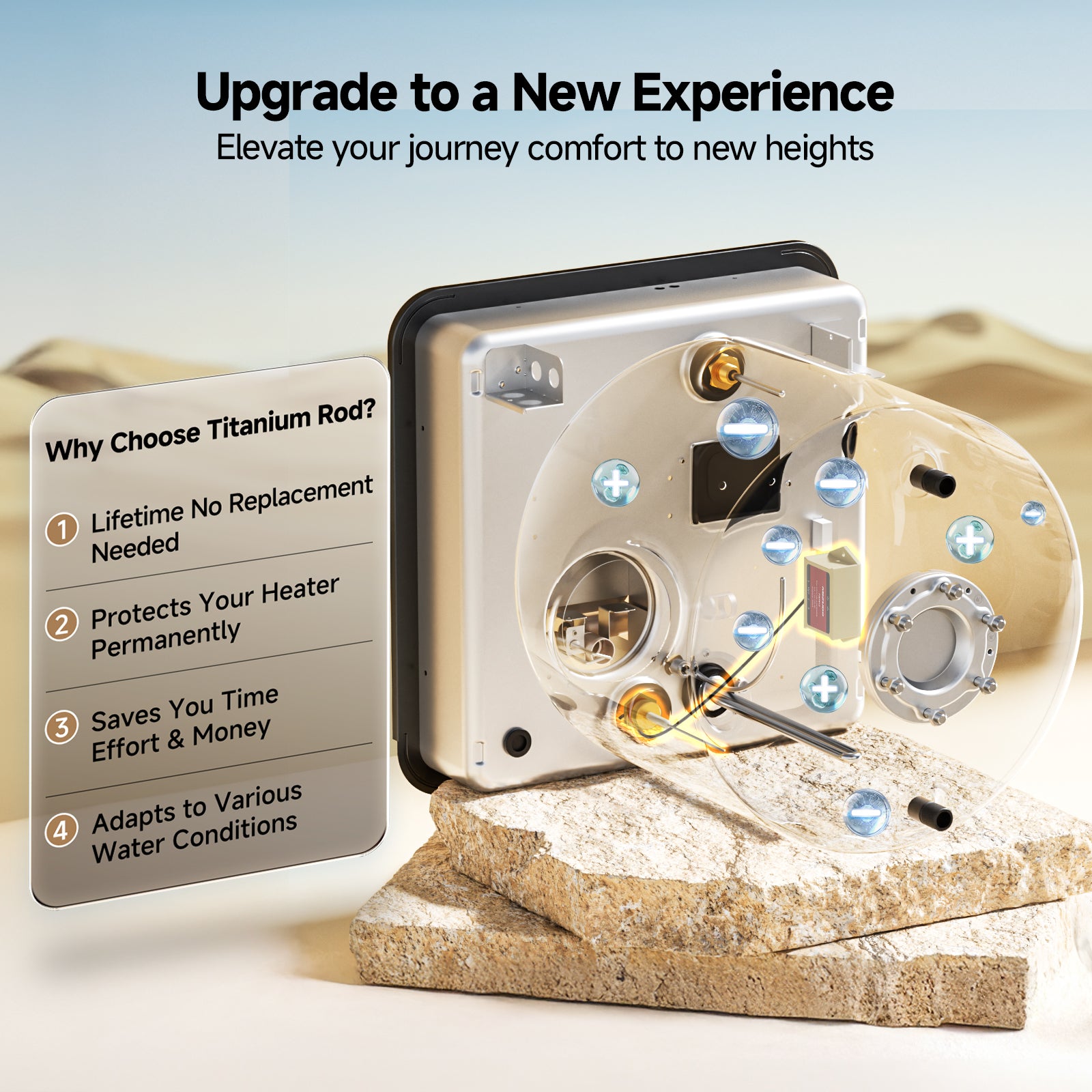 KINGRVER 10 Gallon RV Water Heater | HyBridShower 10 Pro | 1440 W Electric Dual Fuel | 12000 BTU Propane Hot Water Heater | Bulit-in Powered Anode Rod