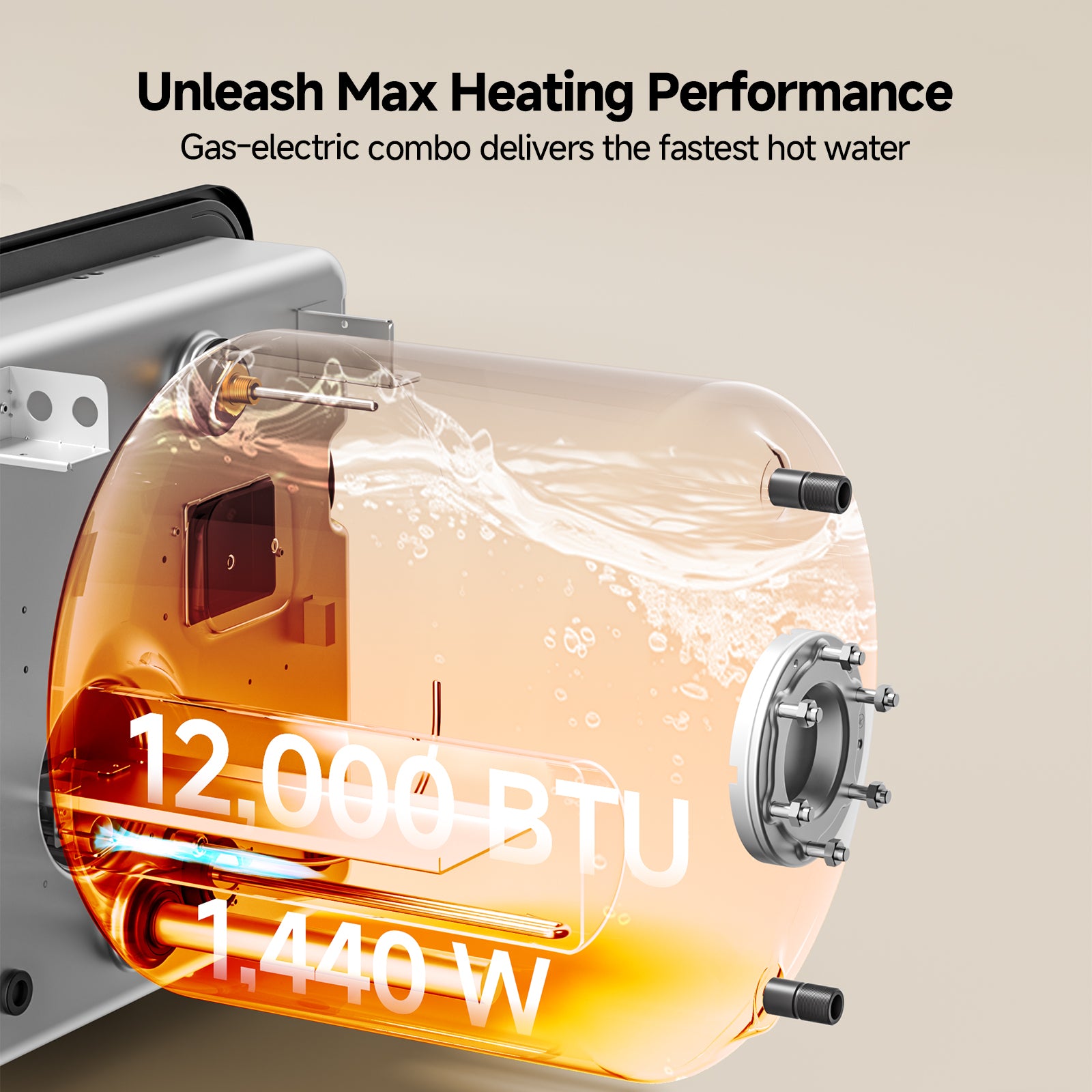 KINGRVER 10 Gallon RV Water Heater | HyBridShower 10 | 1440 W Electric Dual Fuel | 12000 BTU Propane Hot Water Heater | Bulit-in Magnesium Anode Rod