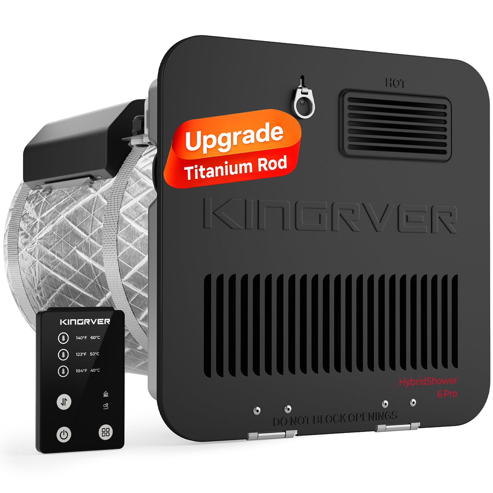 KINGRVER 6 Gallon RV Tank Water Heater | HybridShower 6 Pro – RV Gas and Electric Water Heater with Built-in Powered Anode Rod