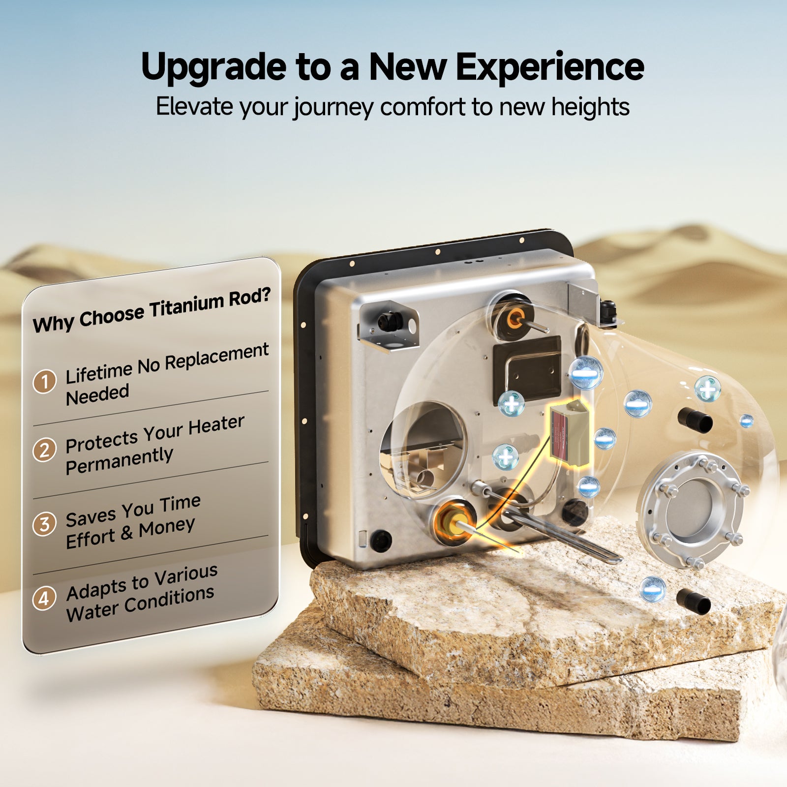 KINGRVER 6 Gallon RV Tank Water Heater | HybridShower 6 Pro – RV Gas and Electric Water Heater with Built-in Powered Anode Rod