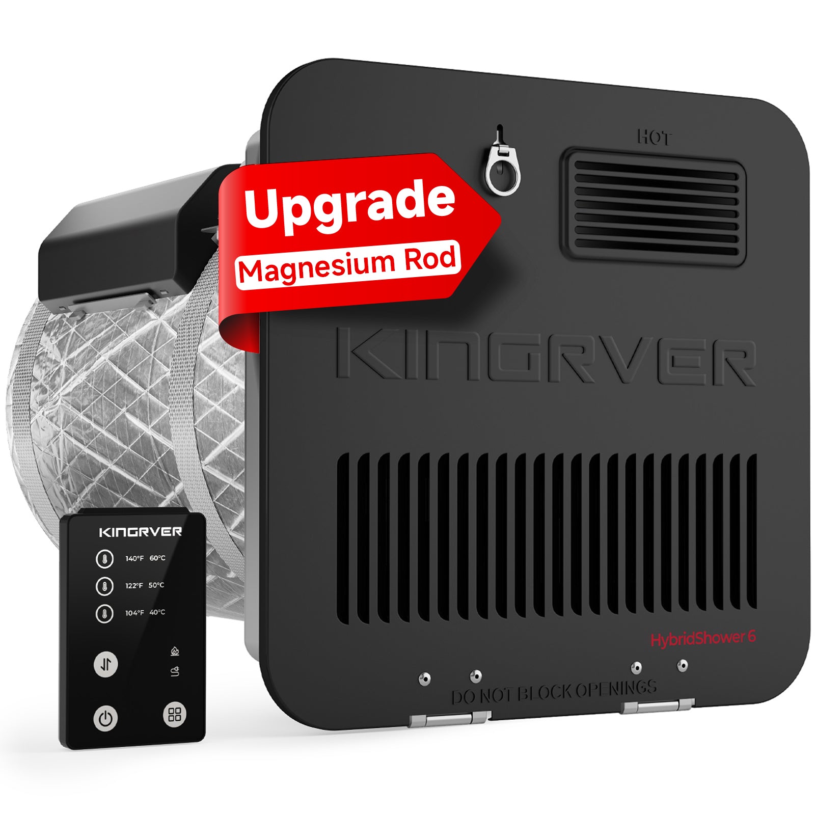 KINGRVER 6 Gallon RV Tank Water Heater | HybridShower 6 – RV Gas and Electric Water Heater with Built-in Magnesium Anode Rod