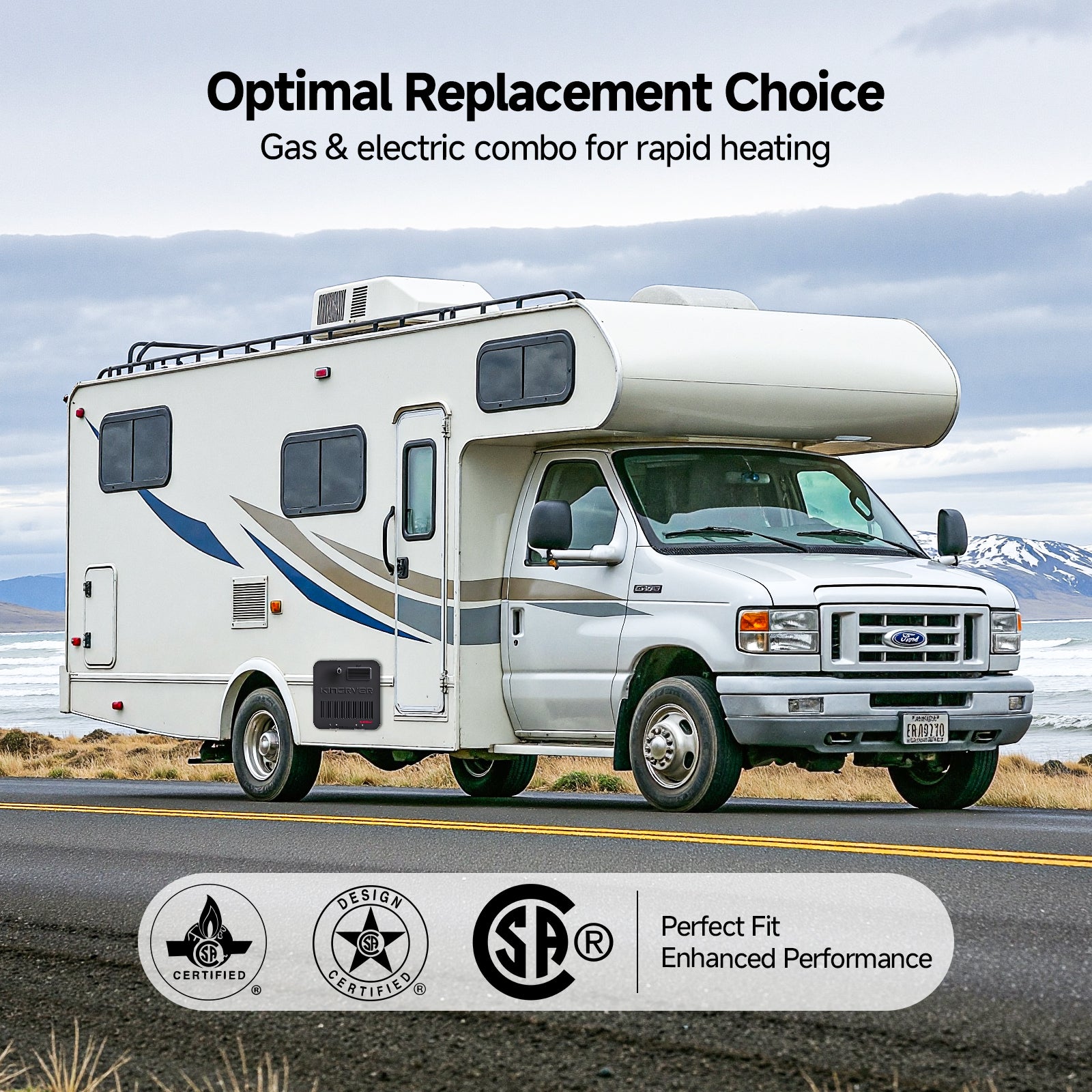 KINGRVER 6 Gallon RV Tank Water Heater | HybridShower 6 – RV Gas and Electric Water Heater with Built-in Magnesium Anode Rod