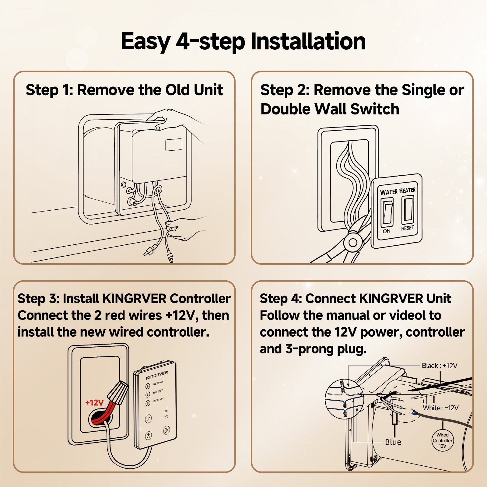 KINGRVER 6 Gallon RV Tank Water Heater | HybridShower 6 Pro – RV Gas and Electric Water Heater with Built-in Powered Anode Rod
