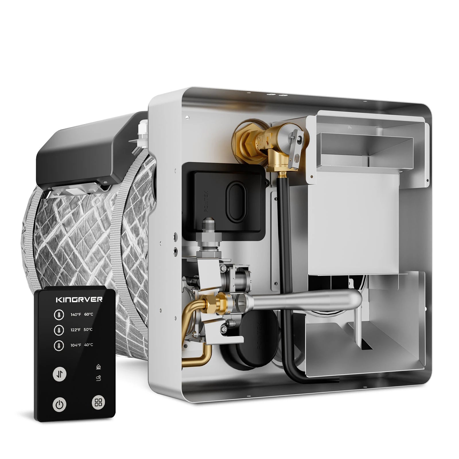 KINGRVER 6 Gallon RV Hybrid Tank Water Heater, Electric & Gas Heating Options, Porcelain Lined Steel Tank with Direct Spark Ignition (DSI)