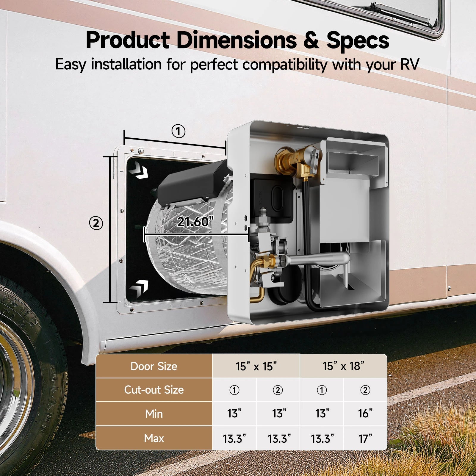 KINGRVER 6 Gallon RV Hybrid Tank Water Heater, Electric & Gas Heating Options, Porcelain Lined Steel Tank with Direct Spark Ignition (DSI)