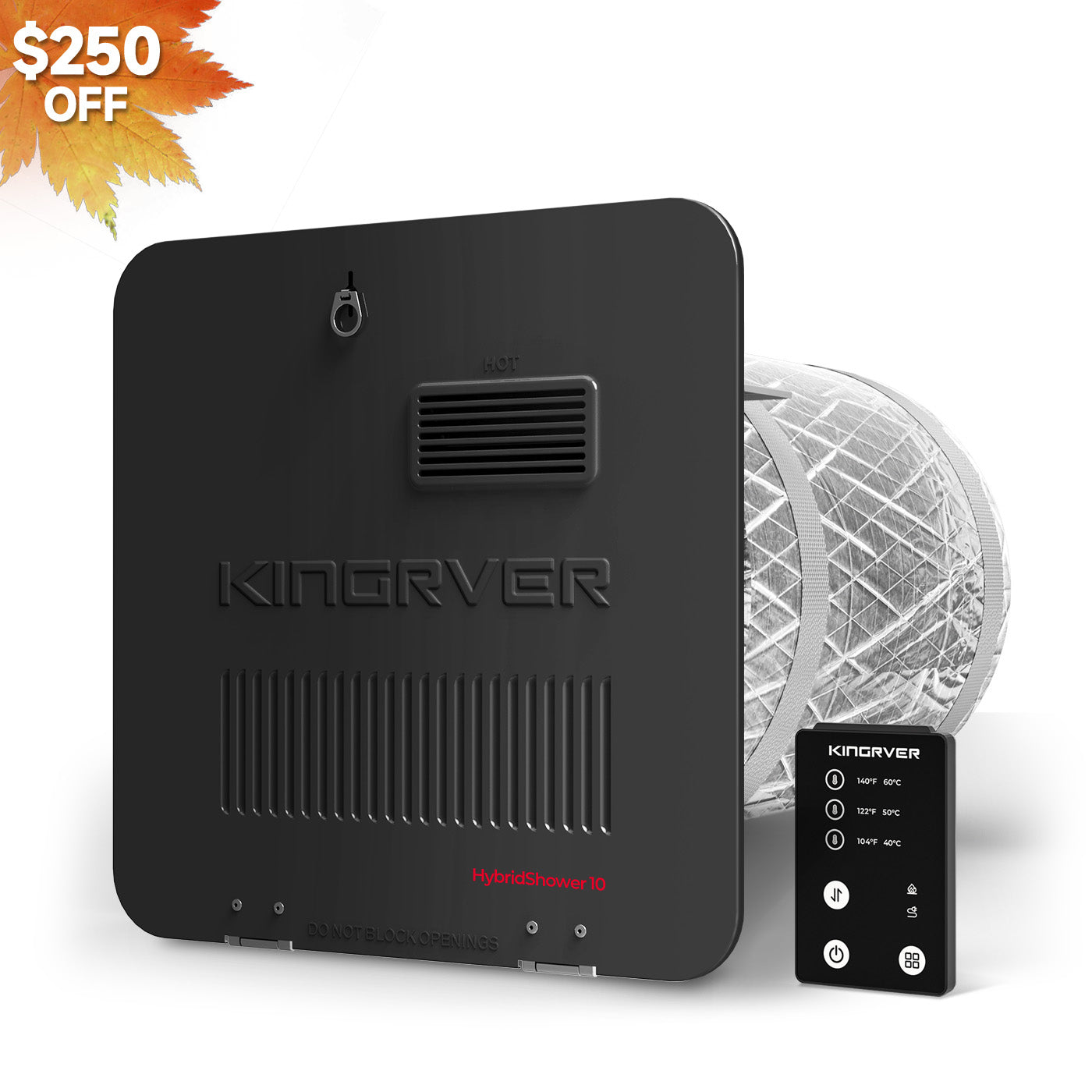 KINGRVER 10 Gallon RV Water Heater | HyBridShower 10 | 1440 W Electric Dual Fuel | 12000 BTU Propane Hot Water Heater | Bulit-in Magnesium Anode Rod