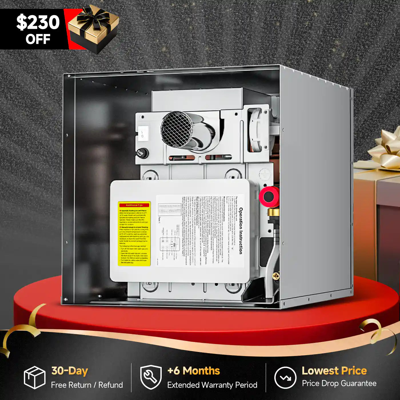 KINGRVER RV Tankless Water Heater 48000btu without Door, Propane Gas, DC 12V