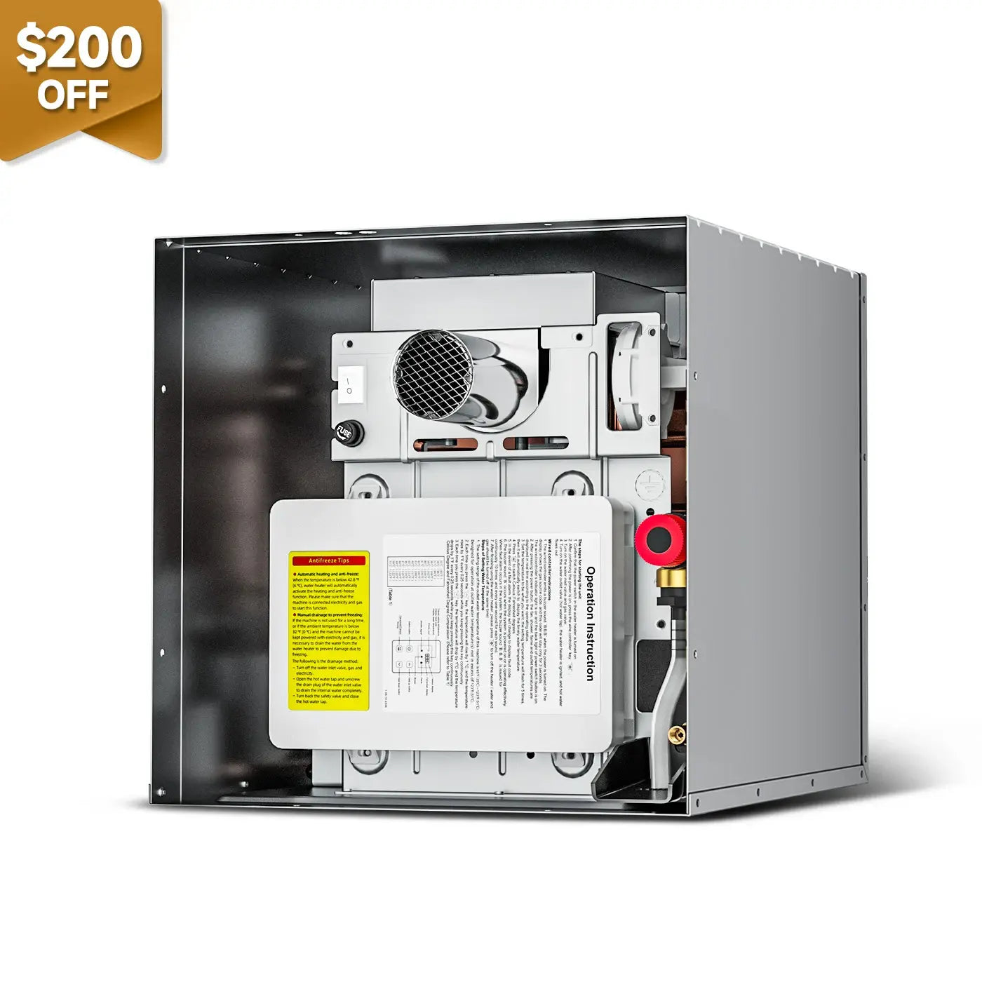KINGRVER RV Tankless Water Heater 48000btu without Door, Propane Gas, DC 12V