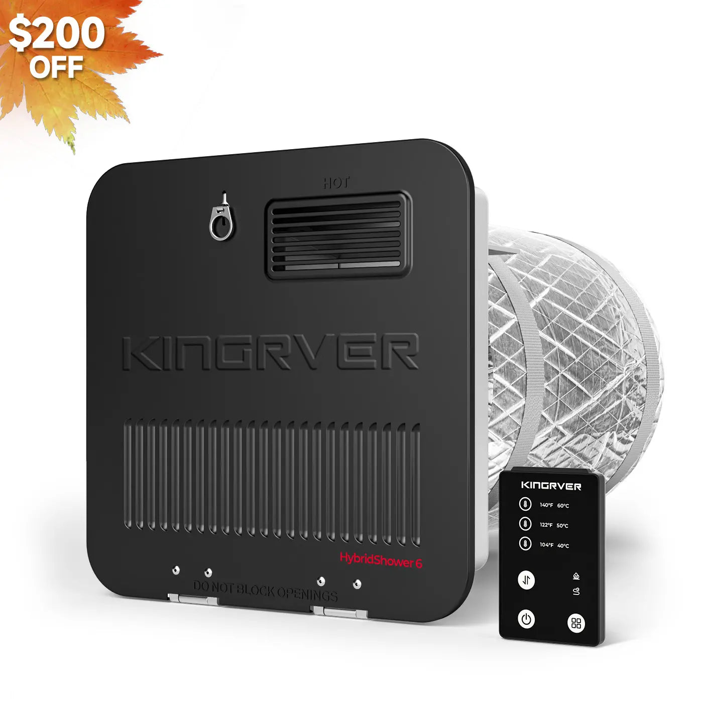 KINGRVER 6 Gallon RV Tank Water Heater | HybridShower 6 – RV Gas and Electric Water Heater with Built-in Magnesium Anode Rod
