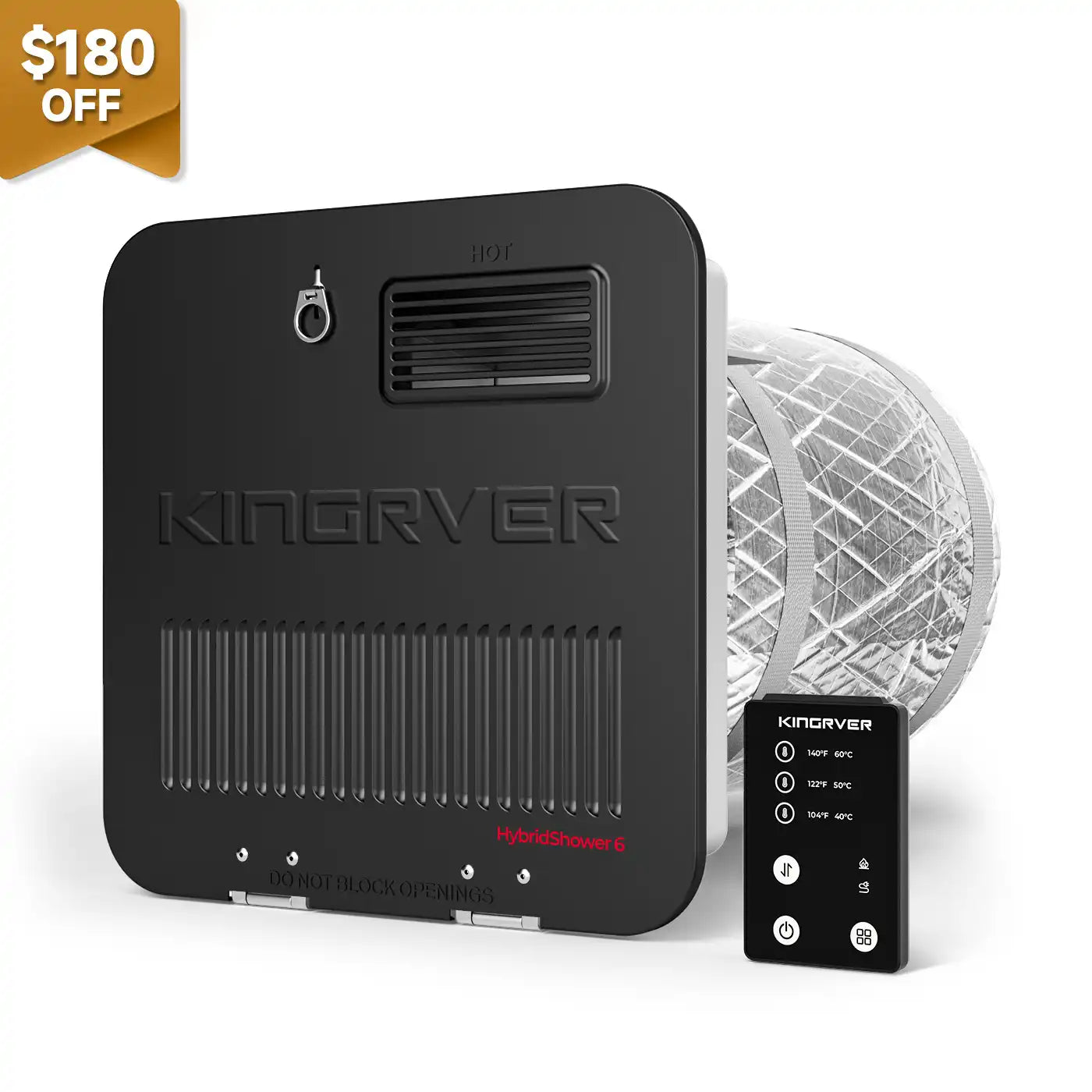 KINGRVER 6 Gallon RV Tank Water Heater | HybridShower 6 – RV Gas and Electric Water Heater with Built-in Magnesium Anode Rod