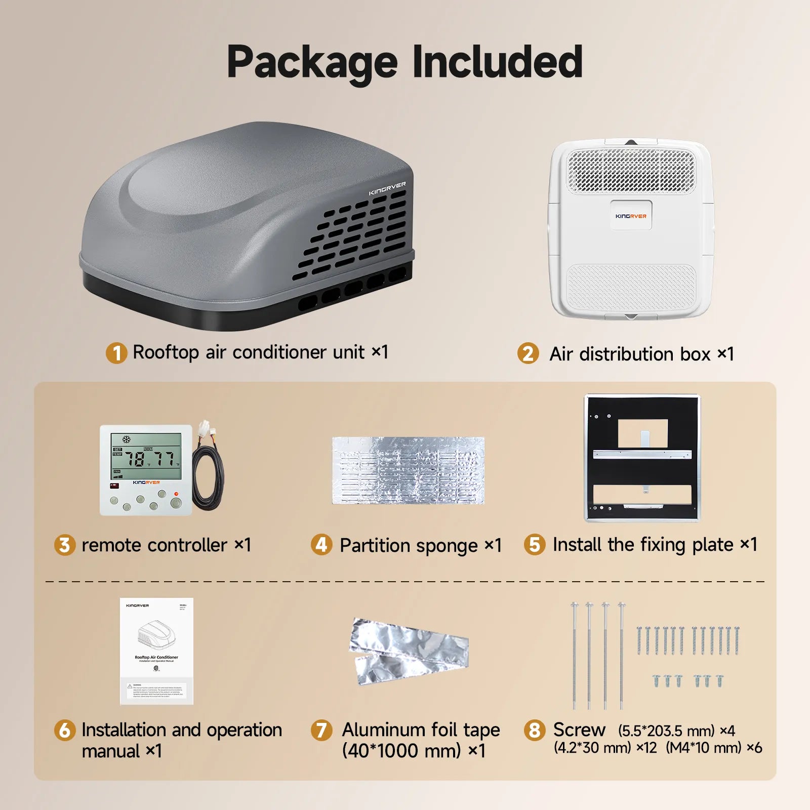 KingRver 18,000 BTU RV Rooftop Air Conditioner, Fast Cool | Ducted & Non-Ducted Compatible
