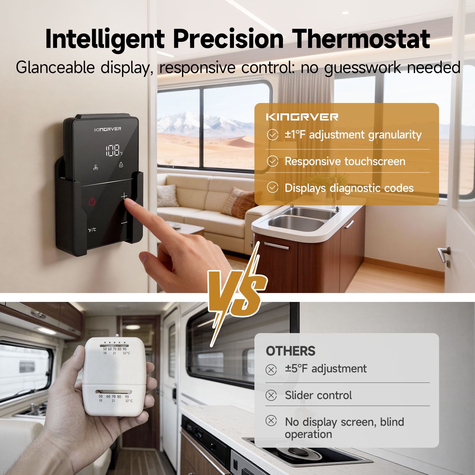 KINGRVER 25,000 BTU Powerful RV Furnace,HF25-E Heater,LP Gas