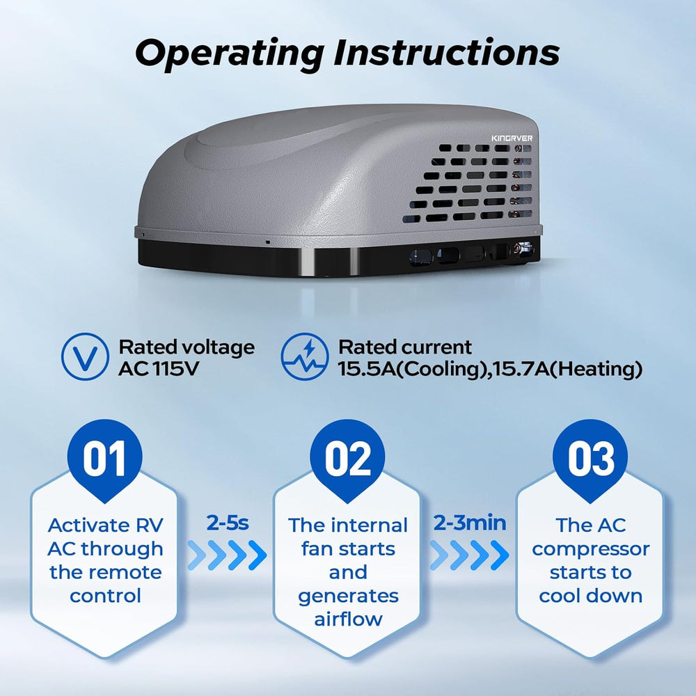 KINGRVER RV AC Unit 15000 BTU | Non-Ducted Rooftop Air Conditioner wit