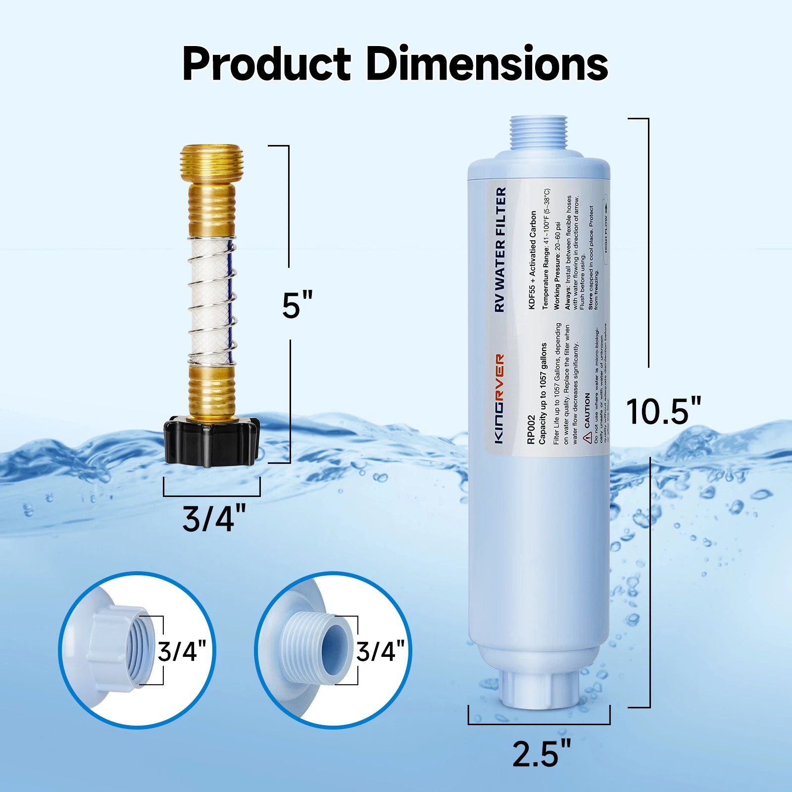 KingRVer RV Water Filter, RV Inline Hose Water Filter Garden,Camper Water Filter